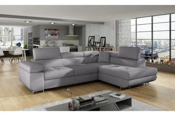 Bobis 4-sits Bäddsoffa m. Schäslong - Ljusgrå - Möbler - Soffa - Bäddsoffa - Bäddsoffa längsbäddad