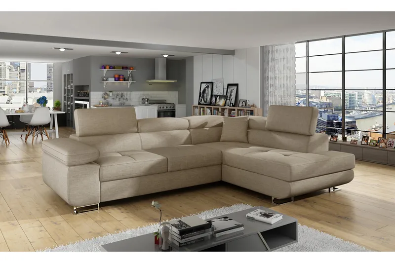 Bobis Bäddsoffa med Schäslong Höger, Beige