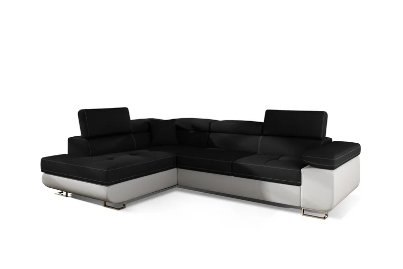 Bobis Bäddsoffa med Schäslong Vänster - Svart/Vit - Möbler - Soffa - Bäddsoffa - Bäddsoffa längsbäddad