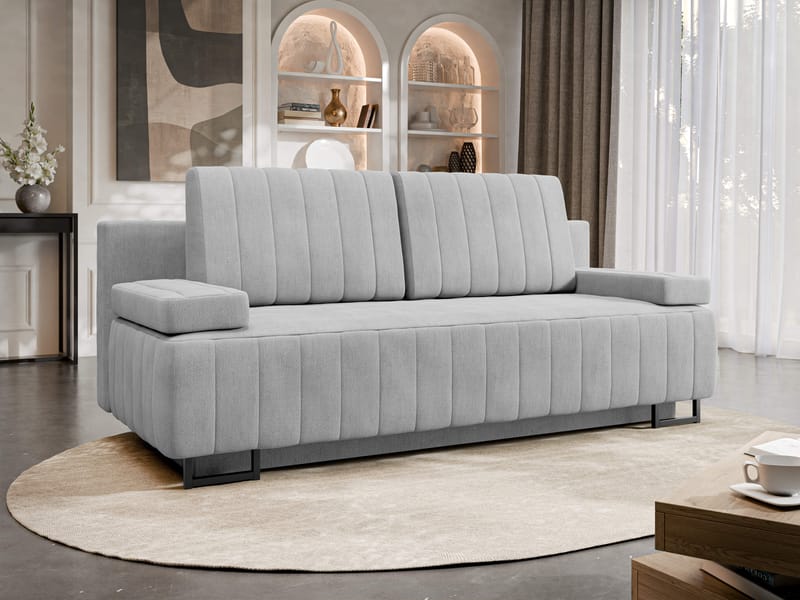 Bonsall 3-sits Bäddsoffa med förvaring - grå - Möbler - Soffa - Bäddsoffa - Bäddsoffa längsbäddad