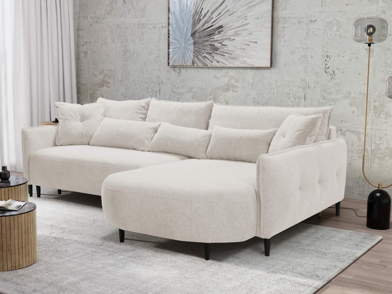 Bornalle 3-sits Bäddsoffa med divan - beige - Möbler - Soffa - Bäddsoffa - Hörnbäddsoffa