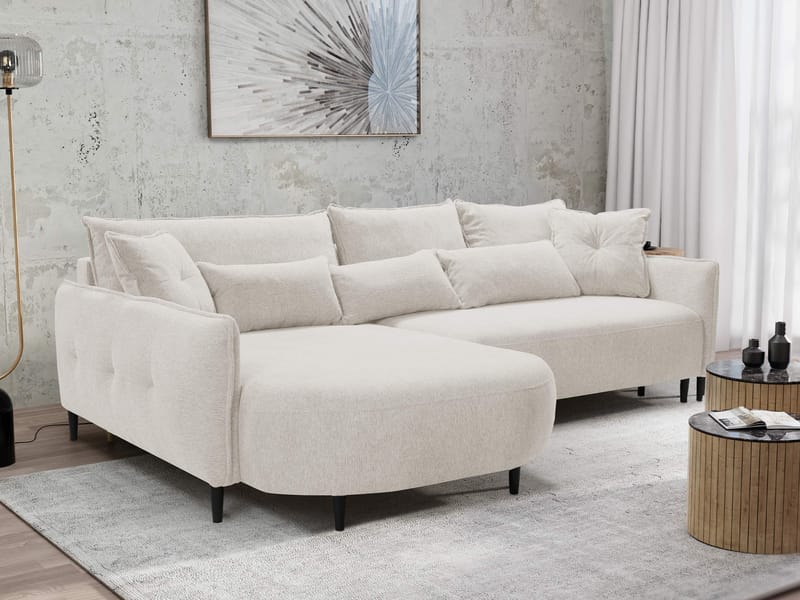 Bornalle 3-sits Bäddsoffa med divan - beige - Möbler - Soffa - Bäddsoffa - Hörnbäddsoffa