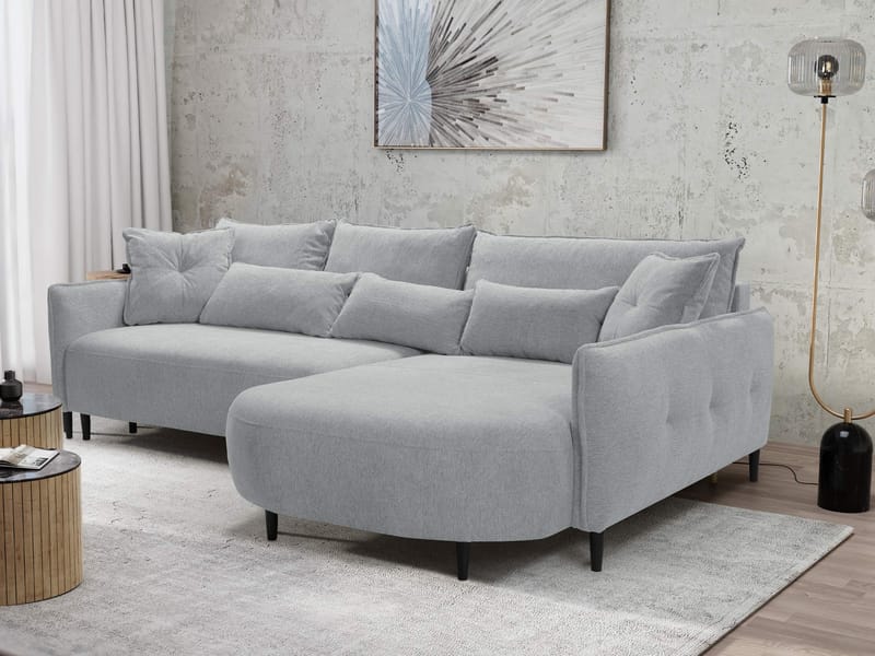 Bornalle 3-sits Bäddsoffa med divan - grå - Möbler - Soffa - Bäddsoffa - Hörnbäddsoffa