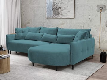 Bornalle 3-sits Bäddsoffa med divan - turkos - Möbler - Soffa - Bäddsoffa - Hörnbäddsoffa