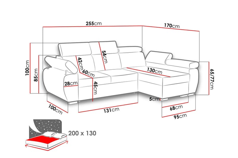 Boston Hörnsoffa Vänster - Mörkgrå - Möbler - Soffa - Bäddsoffa - Bäddsoffa divan