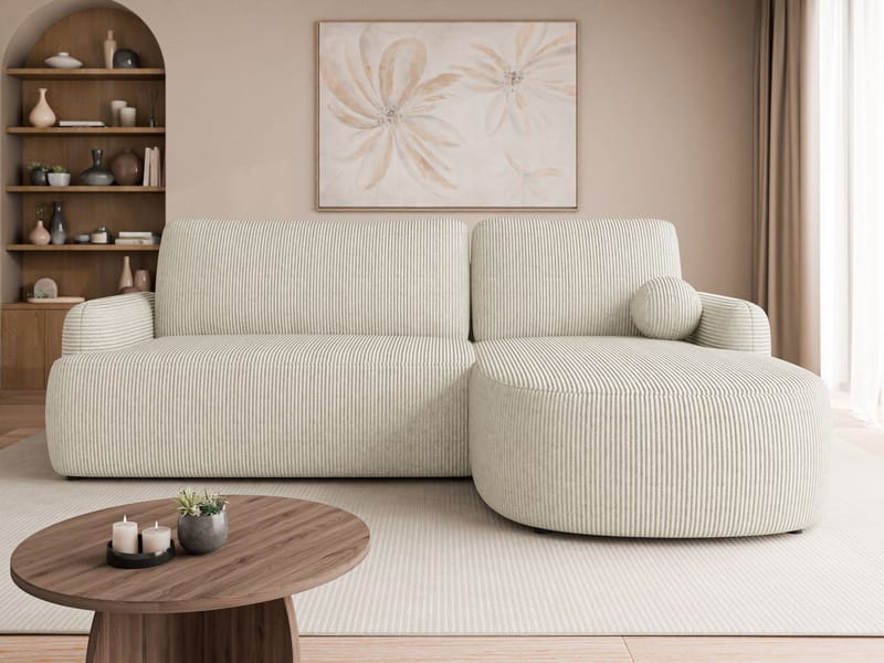 Branrel 3-sits Soffa med divan - beige - Möbler - Soffa - Bäddsoffa - Hörnbäddsoffa
