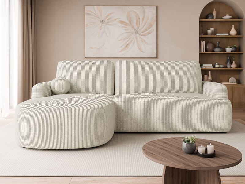 Branrel 3-sits Soffa med divan - beige - Möbler - Soffa - Bäddsoffa - Hörnbäddsoffa