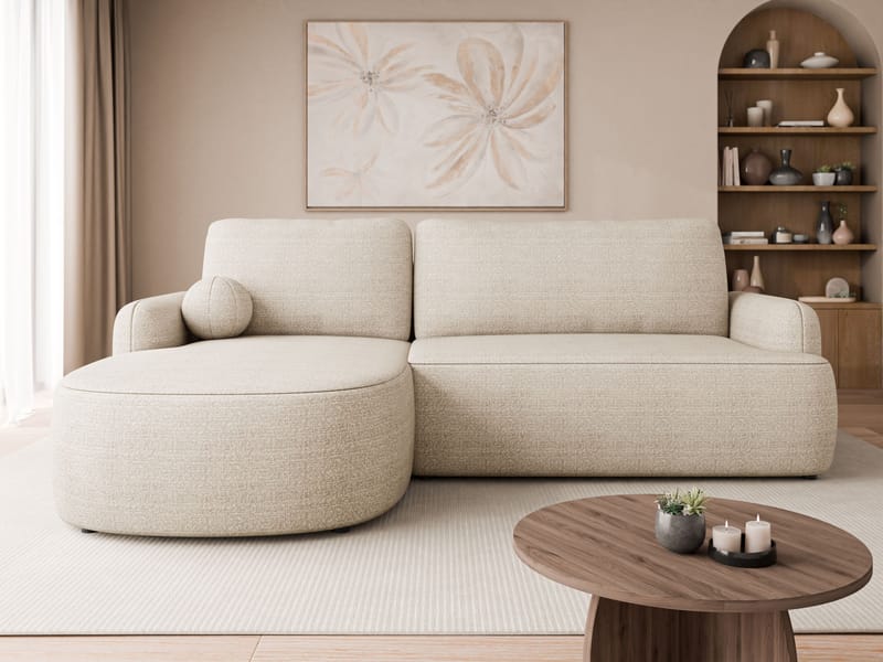 Branrel 3-sits Soffa med divan - beige - Möbler - Soffa - Bäddsoffa - Hörnbäddsoffa