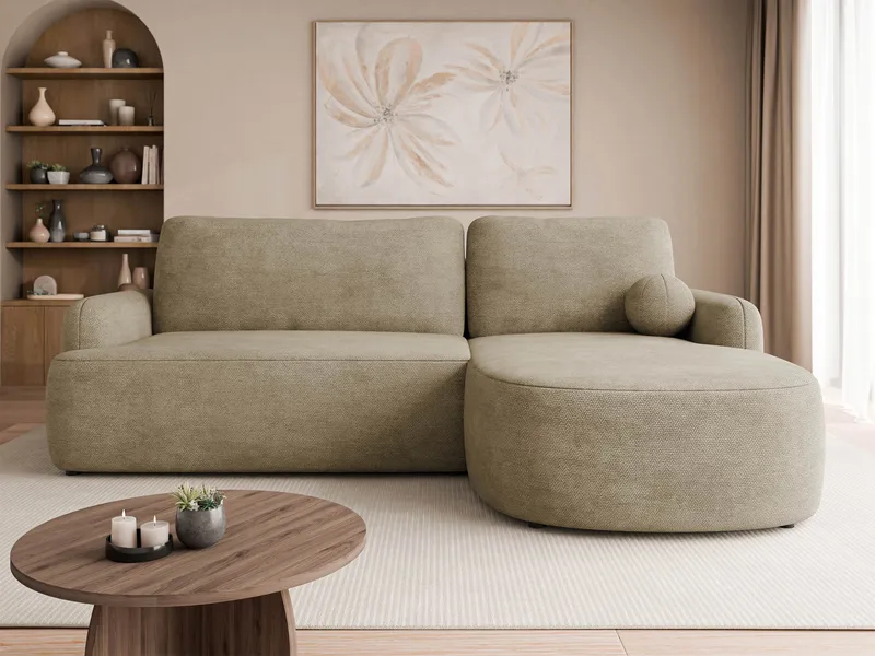 Branrel 4-sits Bäddsoffa med Divan Höger - Beige - Möbler - Soffa - Bäddsoffa - Hörnbäddsoffa