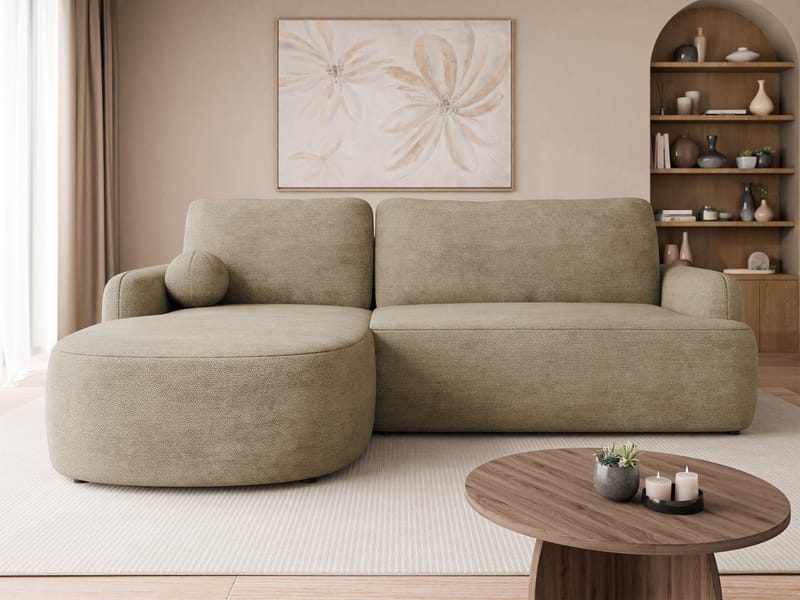 Branrel 4-sits Bäddsoffa med Divan Vänster - Beige - Möbler - Soffa - Bäddsoffa - Hörnbäddsoffa