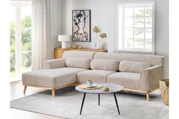 Bree Hörnsoffa 3-sits - Beige/Ljust trä - Möbler - Soffa - Bäddsoffa - Bäddsoffa divan