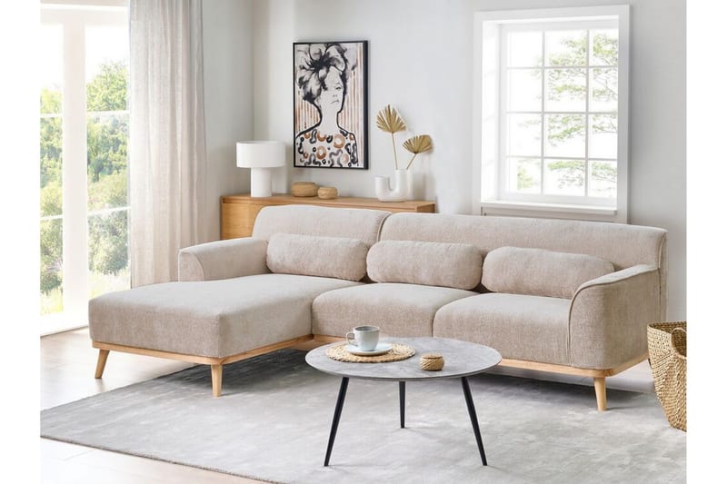 Bree Hörnsoffa 3-sits - Beige/Ljust trä - Möbler - Soffa - Bäddsoffa - Bäddsoffa divan