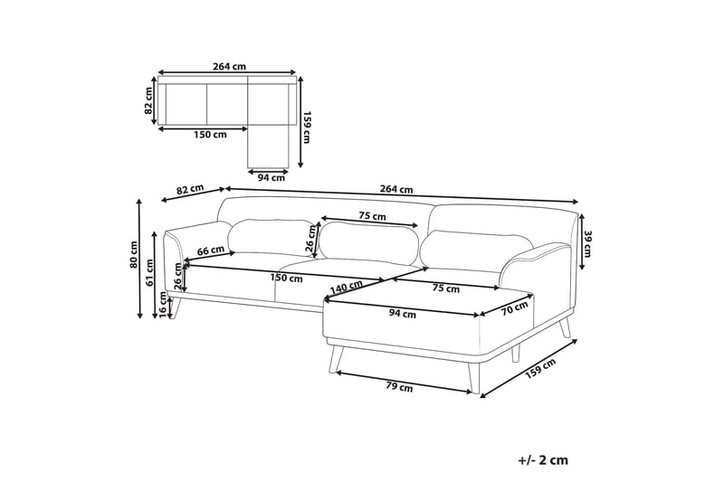 Bree Hörnsoffa 3-sits - Vit/Ljust trä - Möbler - Soffa - Bäddsoffa - Bäddsoffa divan