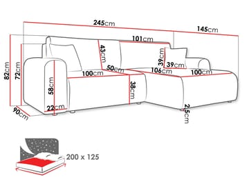 Brenor 3-sits Bäddsoffa med divan Vänstervänd - ljusgrå - Möbler - Soffa - Bäddsoffa - Hörnbäddsoffa