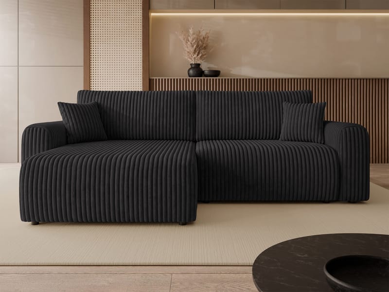 Brenor 3-sits Bäddsoffa med divan Vänstervänd - svart - Möbler - Soffa - Bäddsoffa - Hörnbäddsoffa