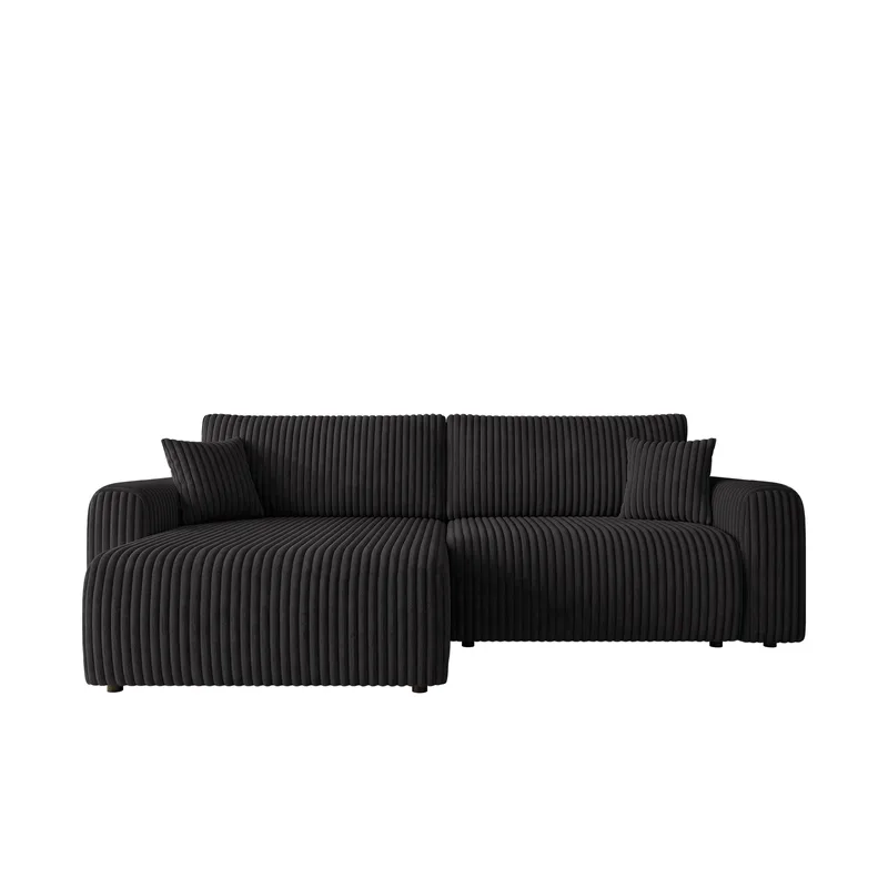 Brenor 3-sits Bäddsoffa med divan Vänstervänd - svart - Möbler - Soffa - Bäddsoffa - Hörnbäddsoffa
