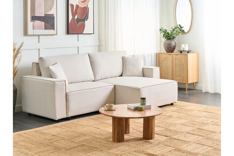 Brian 3-sits Högervänd Hörnbäddsoffa med Divan i Textil - Beige - Möbler - Soffa - Bäddsoffa - Hörnbäddsoffa