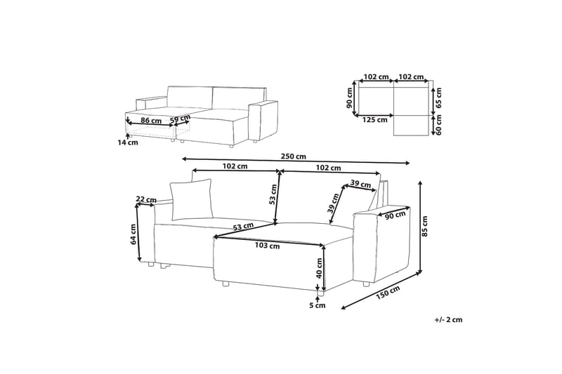 Brian Hörnbäddsoffa 3-sits - Mörkgrå - Möbler - Soffa - Bäddsoffa - Hörnbäddsoffa