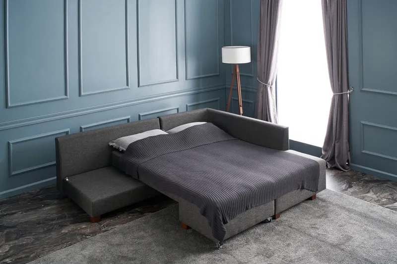 Brunei Bäddsoffa med Schäslong Höger - Antracit/Svart - Möbler - Soffa - Bäddsoffa - Framåtbäddad bäddsoffa