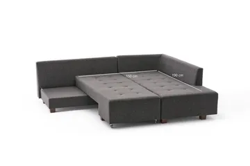 Brunei Bäddsoffa med Schäslong Höger - Antracit/Svart - Möbler - Soffa - Bäddsoffa - Framåtbäddad bäddsoffa