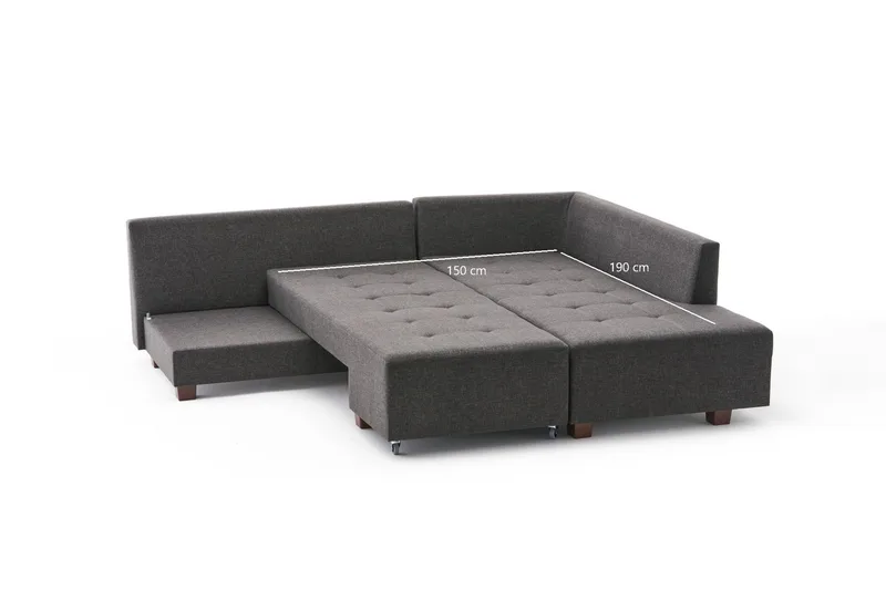 Brunei Bäddsoffa med Schäslong Höger - Antracit/Svart - Möbler - Soffa - Bäddsoffa - Framåtbäddad bäddsoffa
