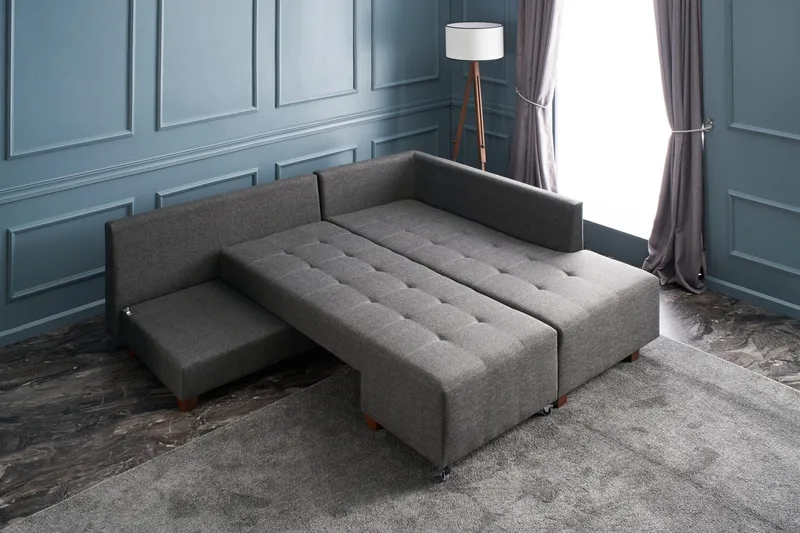 Brunei Bäddsoffa med Schäslong Höger - Antracit/Svart - Möbler - Soffa - Bäddsoffa - Framåtbäddad bäddsoffa