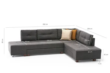 Brunei Bäddsoffa med Schäslong Höger - Antracit/Svart - Möbler - Soffa - Bäddsoffa - Framåtbäddad bäddsoffa