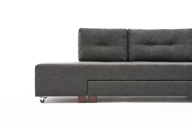 Brunei Bäddsoffa med Schäslong Höger - Antracit/Svart - Möbler - Soffa - Bäddsoffa - Framåtbäddad bäddsoffa