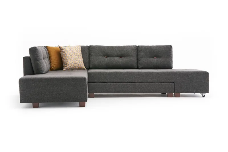 Brunei Bäddsoffa med Schäslong Vänster, Antracit/Svart