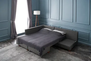 Brunei Bäddsoffa med Schäslong Vänster - Antracit/Svart - Möbler - Soffa - Bäddsoffa - Framåtbäddad bäddsoffa