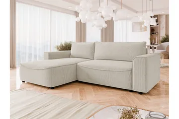 Burketown Bäddsoffa med Divan 3-sits i Sammet - Beige - Möbler - Soffa - Bäddsoffa - Bäddsoffa divan