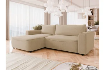 Burketown Bäddsoffa med Divan 3-sits i Sammet - Beige - Möbler - Soffa - Bäddsoffa - Bäddsoffa divan