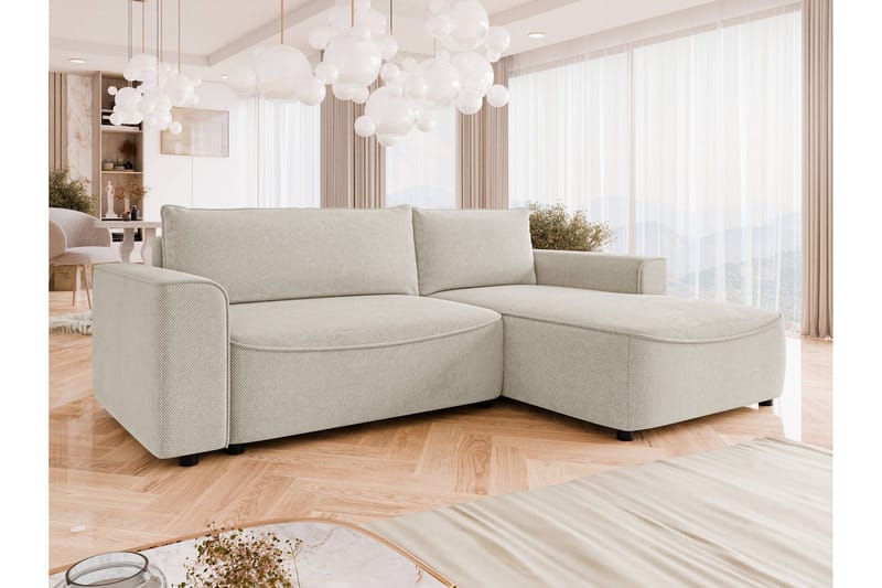 Burketown Bäddsoffa med Divan 3-sits i Sammet - Beige - Möbler - Soffa - Bäddsoffa - Bäddsoffa divan