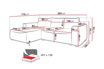 Burketown Bäddsoffa med Divan 3-sits i Sammet - Blå - Möbler - Soffa - Bäddsoffa - Bäddsoffa divan