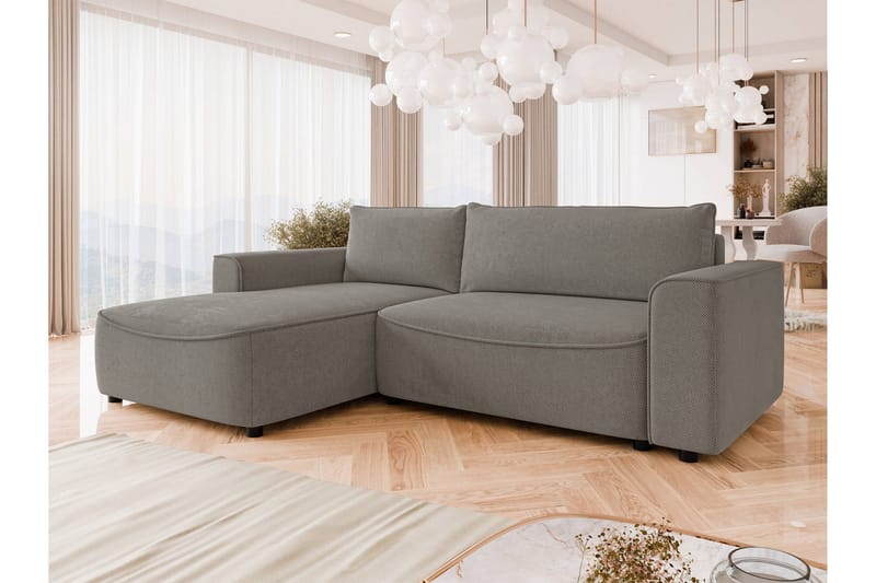 Burketown Bäddsoffa med Divan 3-sits i Sammet - Grå - Möbler - Soffa - Bäddsoffa - Bäddsoffa divan