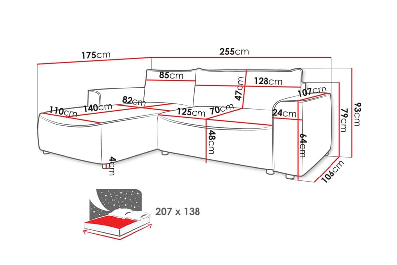 Burketown Bäddsoffa med Divan 3-sits i Sammet - Grå - Möbler - Soffa - Bäddsoffa - Bäddsoffa divan