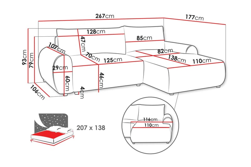 Burman Bäddsoffa med Divan 3-sits i Manchester - Grå - Möbler - Soffa - Bäddsoffa - Bäddsoffa divan
