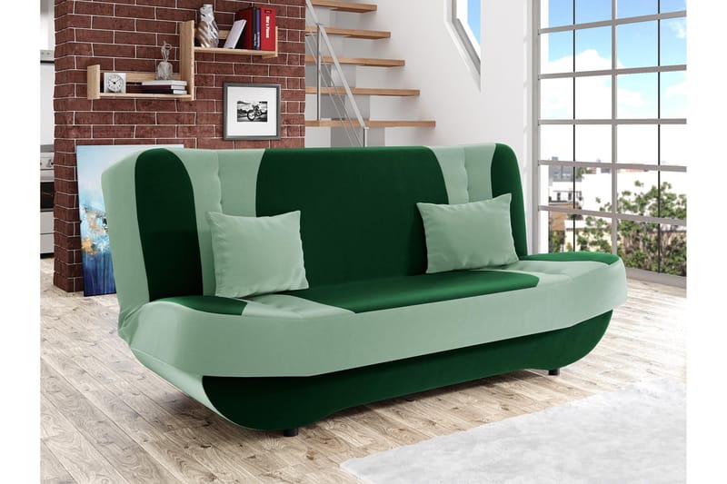 Burralla 2-sits Fällbar Bäddsoffa 118x184 cm med Förvaring i Sammet - Grön - Möbler - Soffa - Bäddsoffa - 2 sits bäddsoffa