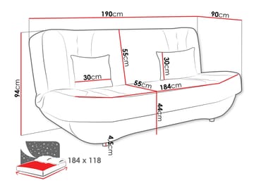 Burralla 3-sits Bäddsoffa - svart - Möbler - Soffa - Bäddsoffa - 2 sits bäddsoffa