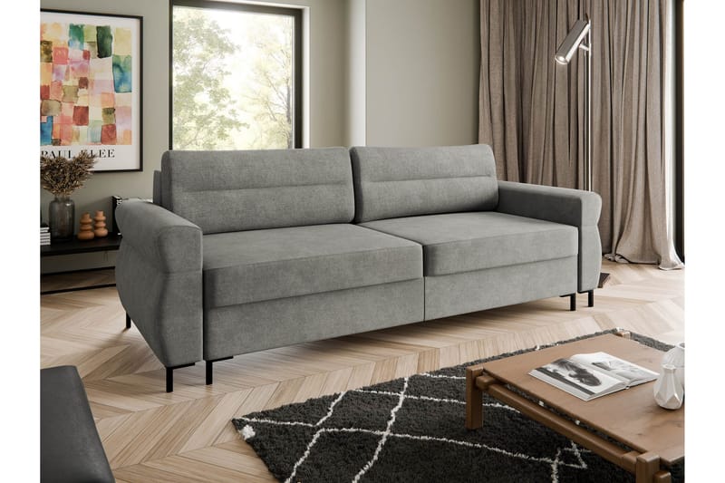 Busness Bäddsoffa 3-sits i Plysch - Grå - Möbler - Soffa - Bäddsoffa - 3 sits bäddsoffa