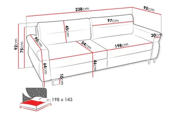 Busness Bäddsoffa 3-sits i Plysch - Grå - Möbler - Soffa - Bäddsoffa - 3 sits bäddsoffa