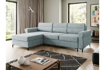 Busness Bäddsoffa med Divan 3-sits i Plysch - Grå - Möbler - Soffa - Bäddsoffa - Bäddsoffa divan