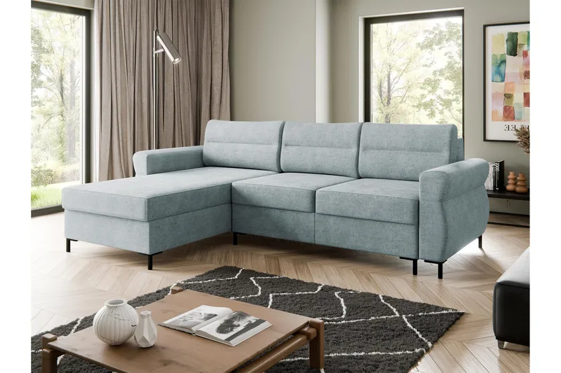 Busness Bäddsoffa med Divan 3-sits i Plysch - Grå - Möbler - Soffa - Bäddsoffa - Bäddsoffa divan