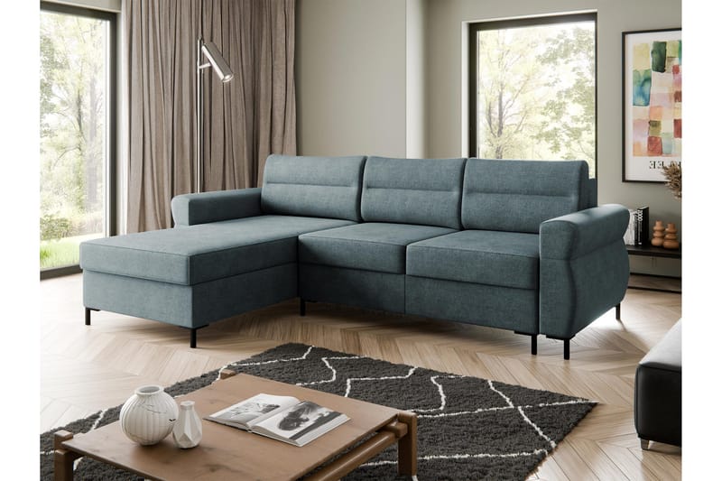 Busness Bäddsoffa med Divan 3-sits i Plysch - Grå - Möbler - Soffa - Bäddsoffa - Bäddsoffa divan