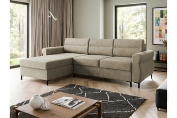 Busness Bäddsoffa med Divan 3-sits i Plysch - Beige - Möbler - Soffa - Bäddsoffa - Bäddsoffa divan