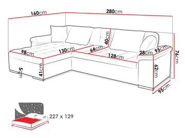 Camior 4-sits Bäddsoffa med divan Vänstervänd - Benvit - Möbler - Soffa - Bäddsoffa - Hörnbäddsoffa