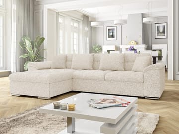 Camior 4-sits Bäddsoffa med divan Vänstervänd - Benvit - Möbler - Soffa - Bäddsoffa - Hörnbäddsoffa