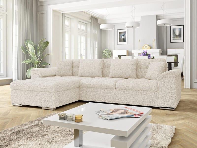 Camior 4-sits Bäddsoffa med divan Vänstervänd - Benvit - Möbler - Soffa - Bäddsoffa - Hörnbäddsoffa