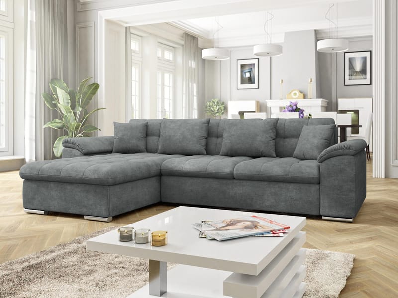 Camior 4-sits Bäddsoffa med divan Vänstervänd - Mörkgrå - Möbler - Soffa - Bäddsoffa - Hörnbäddsoffa