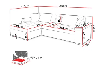 Camior Bäddsoffa m. Divan 3-sits - Vit - Möbler - Soffa - Bäddsoffa - Bäddsoffa divan